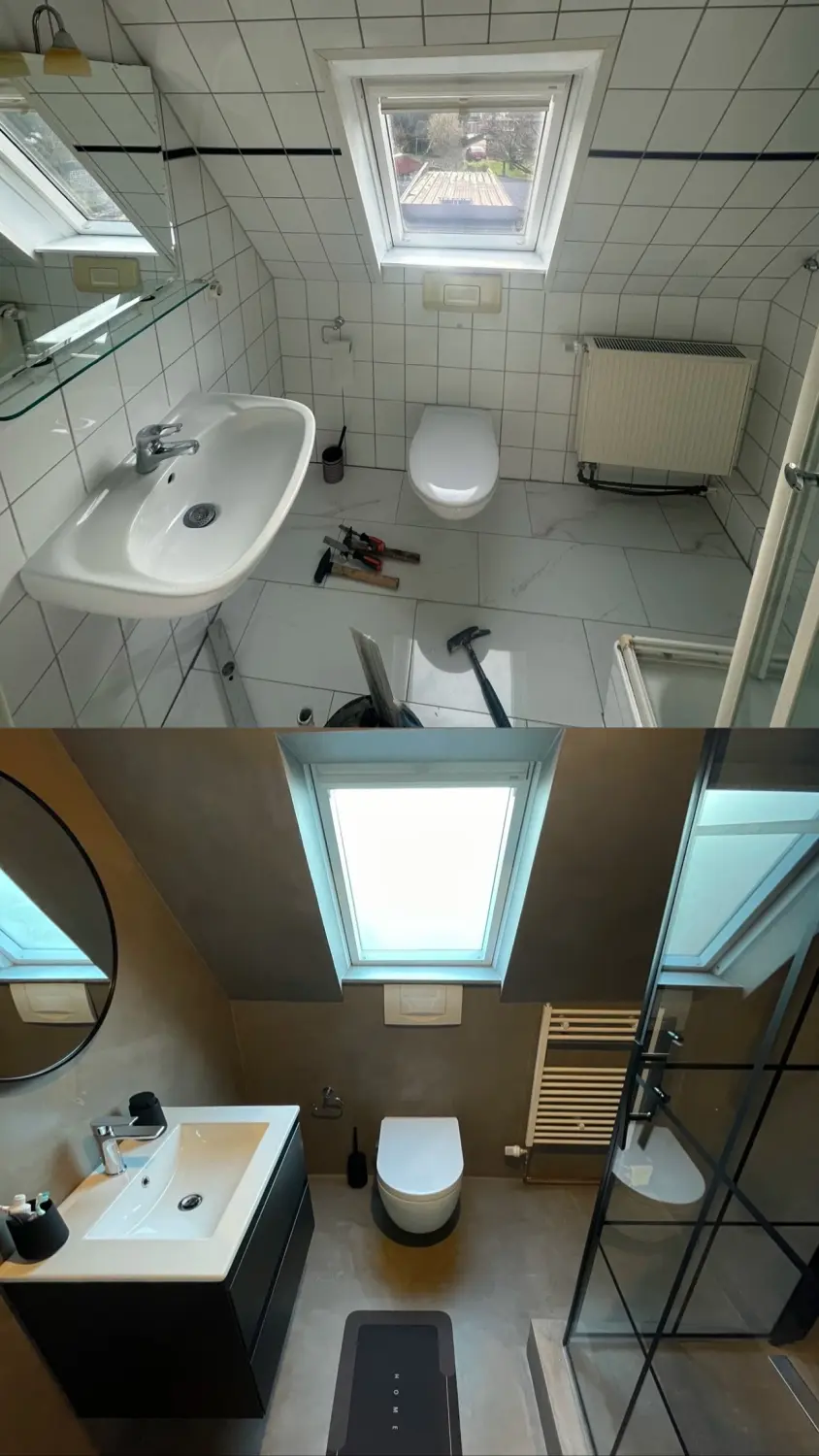 Ewig Bau GmbH - Badezimmer vor und nach der Renovierung